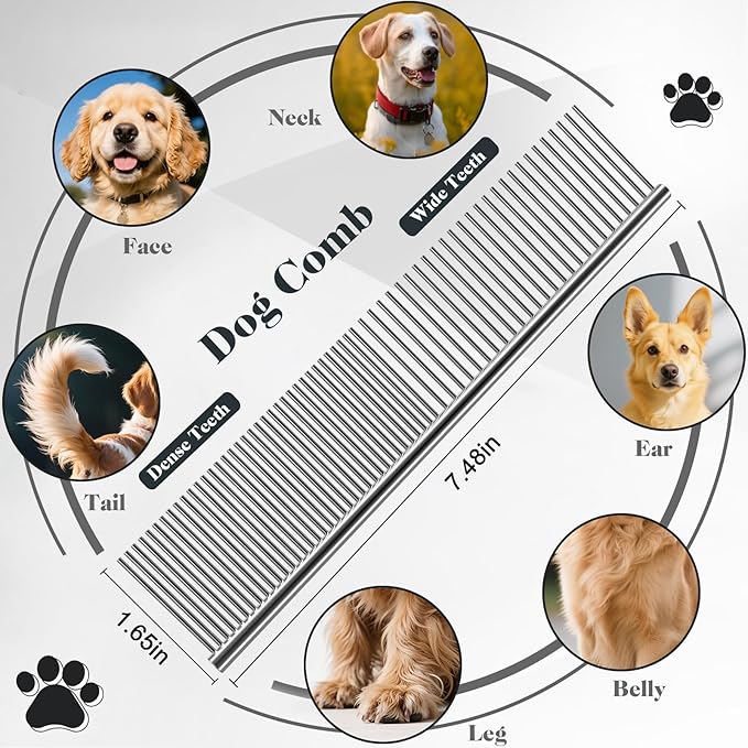 2PCS Slicker Brush for Dogs & Pet Comb,Professional Dog Grooming Brush (Goldendoodles,Poodles,Labradoodles) with Extra Long Pins to Effectively Remove Tangles, Knots and Mats (Purple)-PurrikoPets