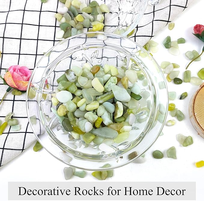 2 lbs Jade Rocks for Plants Indoor, 3/8 inch Small Pebbles for Indoor Plants, Decorative Rocks for Succulents Cactus Bamboo Vases Landscaping Drainage and Outdoor Garden Rocks-PurrikoPets