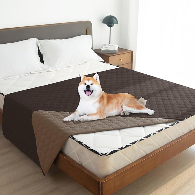 gogobunny 100% Double Sided Waterproof Dog Blanket Soft Pet Bed Cover Reversible Protect Furniture Couch Sofa Car for Puppy Large Dog Cat (Dark Coffee/Light Coffee, 68x82 Inch (Pack of 1))-PurrikoPets