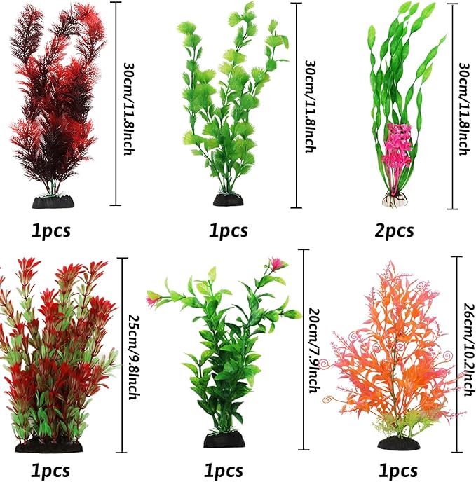 Fish Tank Accessories Aquarium Decorations Plants, 20pcs Fish Tank Decorations Plant, Fish Tank Decor, Aquarium Decor Plastic Plants, Small to Large-PurrikoPets