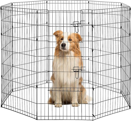 48 Tall Dog Playpen Crate Fence Pet Play Pen Exercise Cage -8 Pane-PurrikoPets