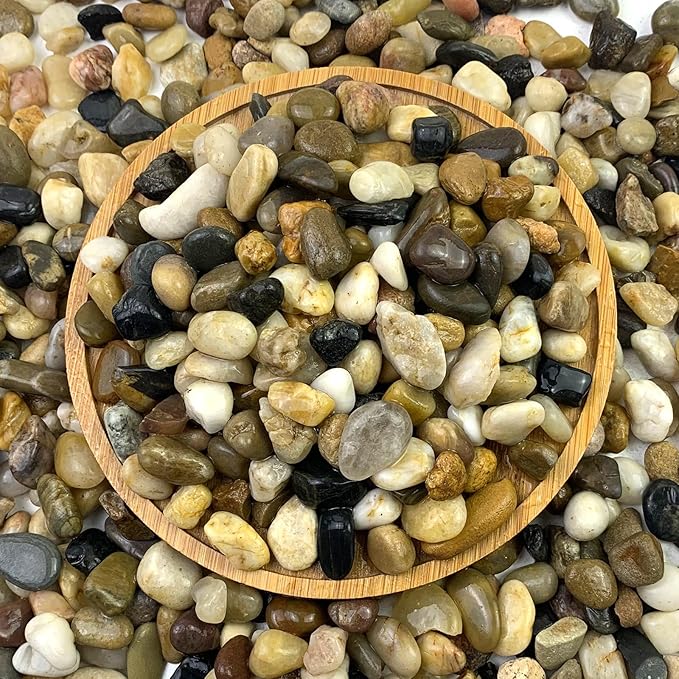 5 lbs Gravel for Fish Tank, 2/5 Inch Mixed Color River Rocks for Aquarium, Vase Fillers, Cactus Bonsai, Plant Soil Cover and Outdoor Garden Landscaping Rocks-PurrikoPets