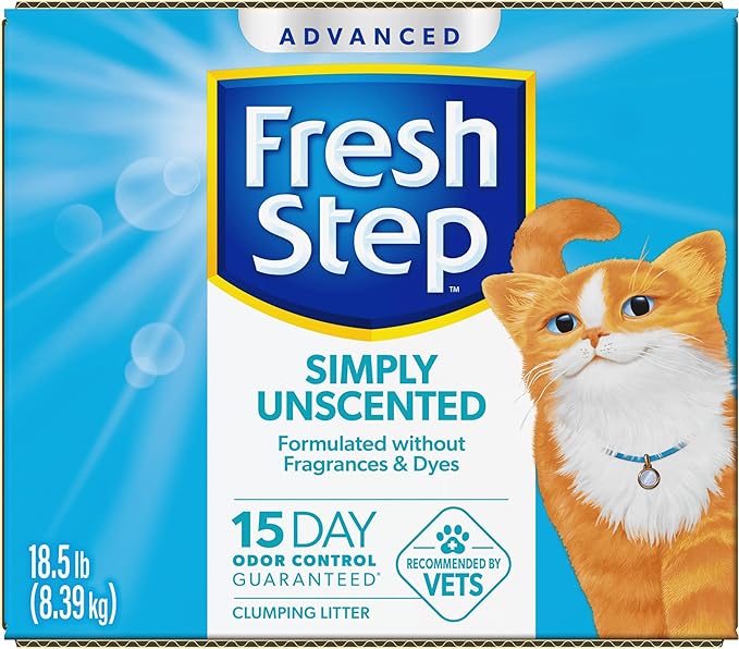 Fresh Step Advanced Simply Unscented Clumping Litter, Fresh Step Unscented Cat Litter Fights Odor on Contact, 18.5 lb. Box-PurrikoPets