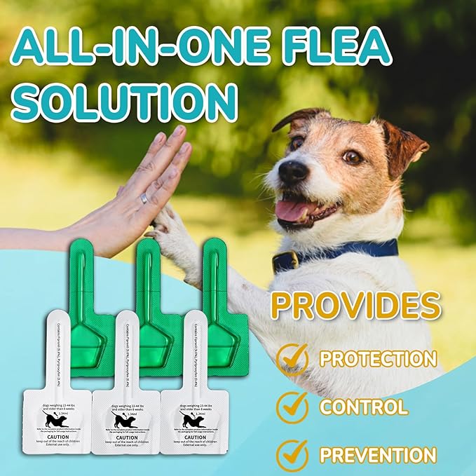 Flea and Tick Prevention for Dogs, 6-Month Supply Dog Flea and Tick Treatment Drops, Topical Fast-Acting Dog Treatment for Medium Dogs Up to 23 to 44 lbs-PurrikoPets