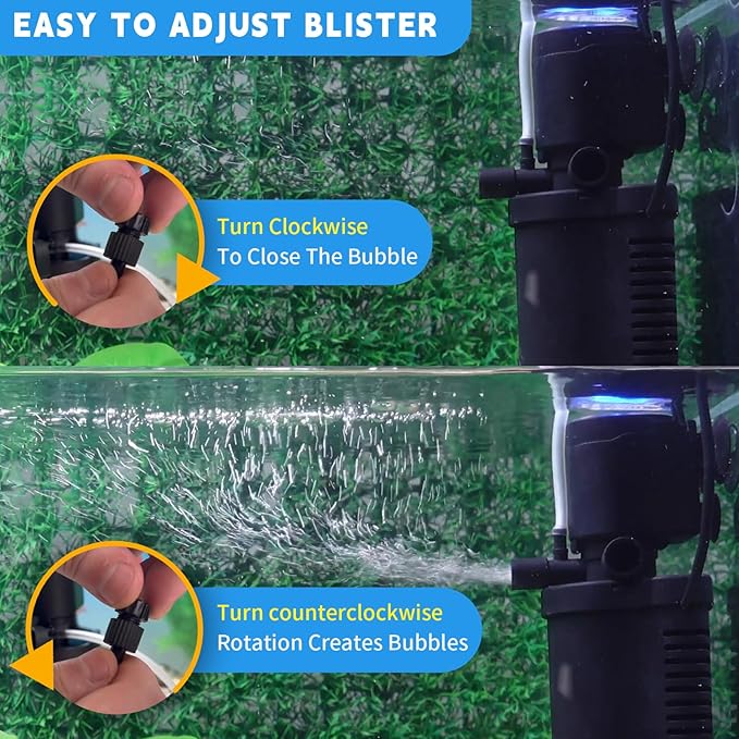 158GPH Small Aquarium Filter, UV Sterilizer for Aquarium for 10-45 Gallon Tank, Internal Pump for Turtle Betta Fish Tank Filter Silent 4-in-1 Green Killing Machine with Fish Tank Filters Deodorization-PurrikoPets