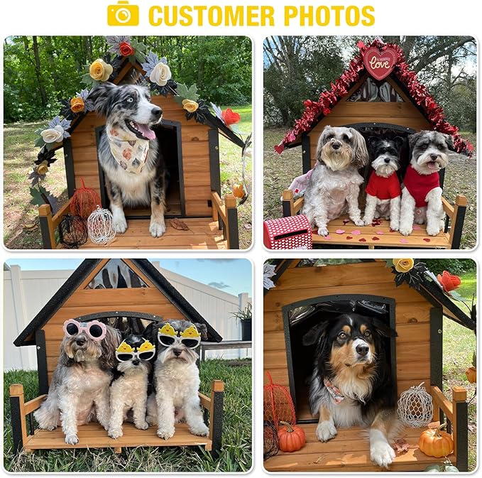 AIVITUVIN Outdoor Dog House with Anti-Chewing Durable Metal Frame Dog Kennel for Large Breed Dog Shelter Weatherproof (Brown 50.9" D x 37.4" W x 37.2" H-PurrikoPets