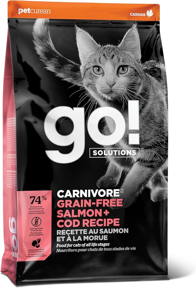 Go! Solutions Carnivore, Grain-Free, Protein Rich Dry Cat Food, Salmon and Cod Recipe, 16 lb Bag-PurrikoPets