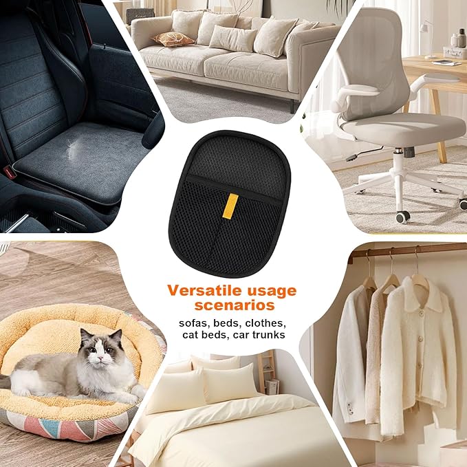 2 Pcs Pet Hair Removal Gloves，Electrostatic Pet Hair Remover,Reusable Cat & Dog Hair Remover for Couch, Furniture, Bed (Black)-PurrikoPets