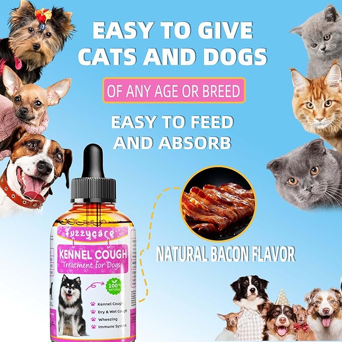 2 Pack Dog Cough Treatment，Natural Kennel Cough Medicine for Dogs,Effective Kennel Cough Treatment and Allergy Relief, Herbal Drops for All Breeds & Sizes, Soothing Dog Cough Medicine-PurrikoPets