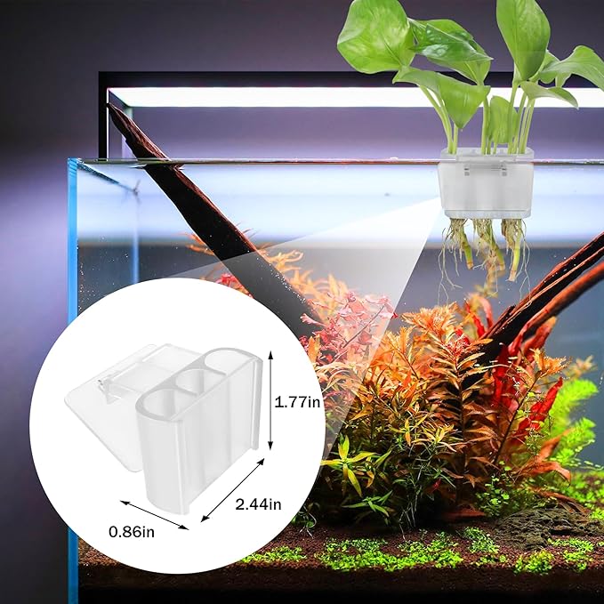 3 Holes Upgraded Aquatic Plant Cup Aquarium Plant Holder for Tank,Hanging Aquarium Plant Holder,Aquarium Aquatic Plant Cultivation,Aquarium Plant Decoration. (White 4PCS)-PurrikoPets