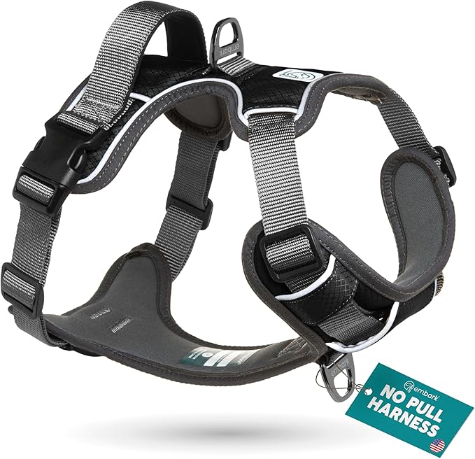 Embark Adventure Dog Harness, Reflective Trim XL Harness for Extra Large Dogs No Pull - Military Grade Nylon, 2 Leash Clips & Gel Lined Handle. Soft & Padded Puppy Dog for Any Breed-PurrikoPets