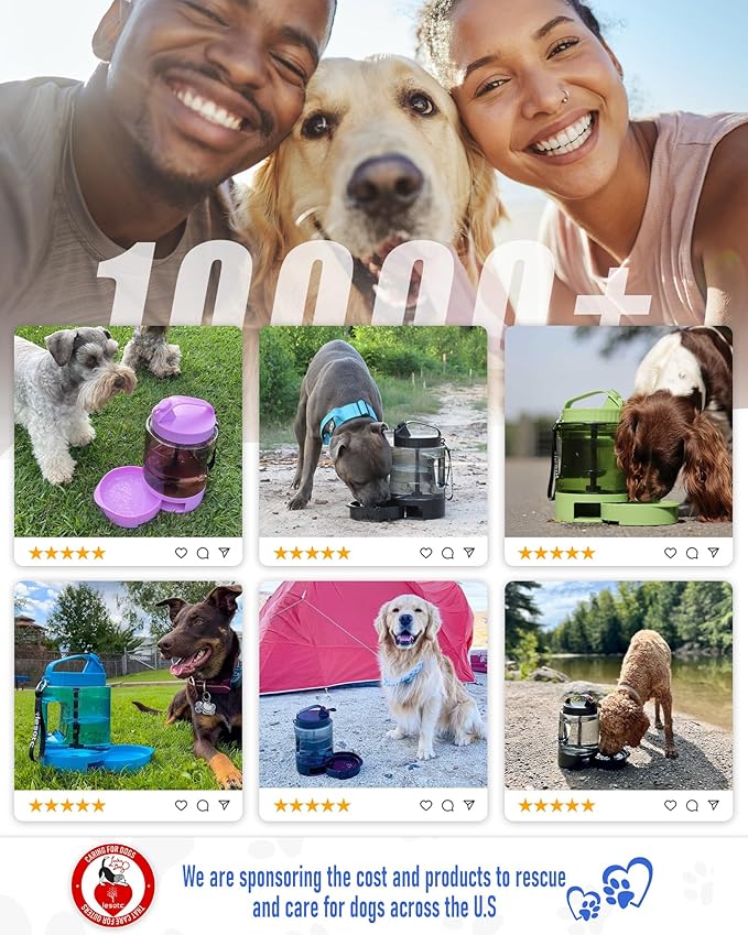 77oz Dog Travel Water Bottle, Large Portable Dog Water Bowl Dispenser, Leakproof Pet Drinking Bottle Dispenser for Hiking Camping Walking Travelling Beach Car Trips, No Spill, BPA Free,Purple-PurrikoPets