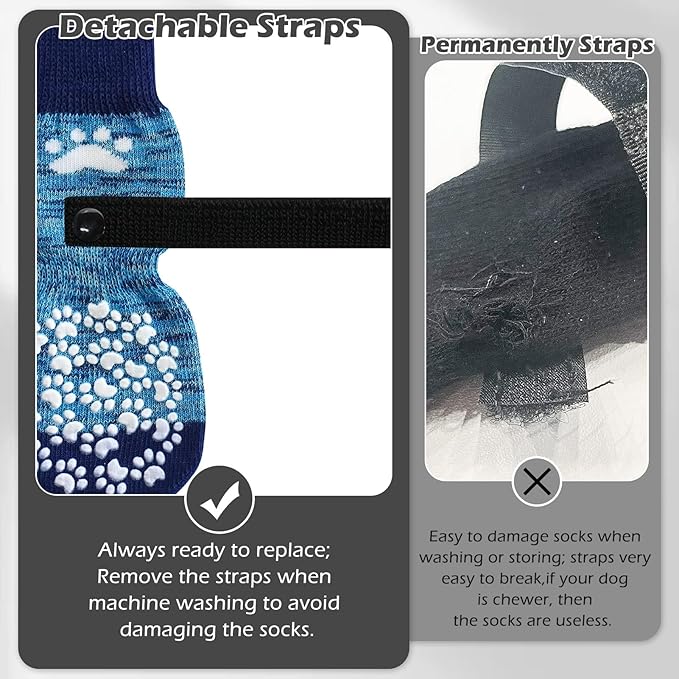EXPAWLORER Anti Slip Dog Socks to Prevent Licking Paws, Dog Shoes for Hot Pavement, Dog Booties for Small Medium Large Senior Dogs, Traction Control Boots & Paw Protectors for Hardwood Floors-PurrikoPets