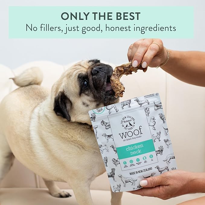 Air Dried WOOF Chicken Neck Treat - Mixer, or Topper - Air Dried, High Protein,Natural, Single Ingredient - 1.76oz-PurrikoPets