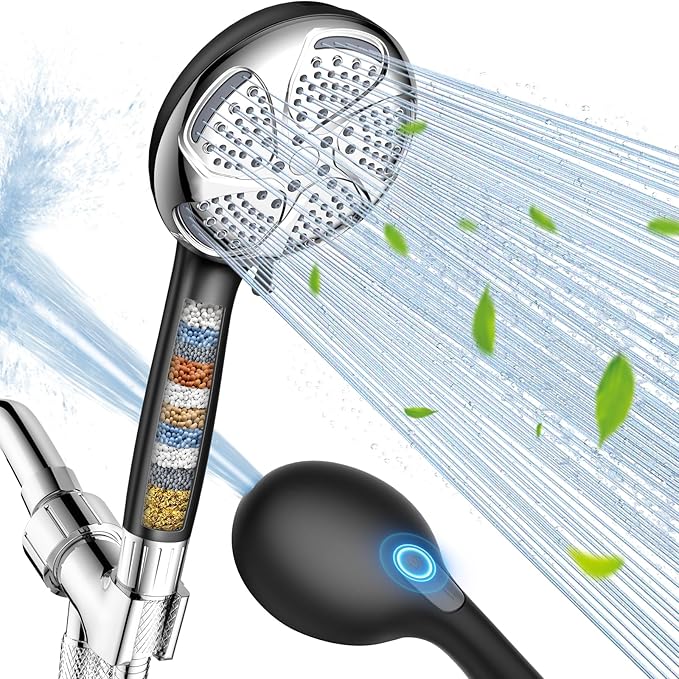 FEELSO Filtered Shower Head with Handheld, High Pressure 7-Spray Showerhead with Filters for Hard Water - Remove Chlorine, Reduce Dry Itchy Skin, Anti-clog Nozzles, Power Wash to Clean Tub, Tile & Pet-PurrikoPets