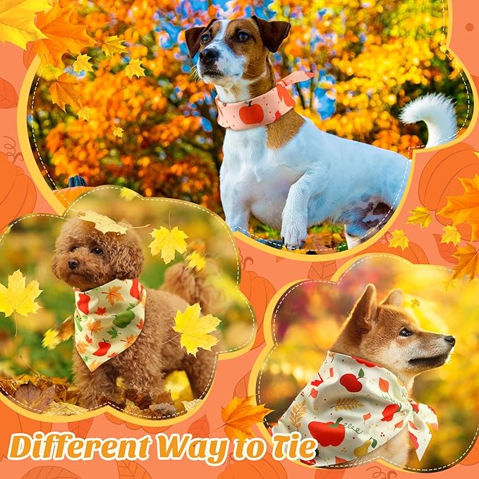 Abbylike 200 Pcs Fall Dog Bandanas Bulk Pumpkin Bandanas for Dogs Pets Triangle Kerchief Bibs Scarf for Fall Autumn Thanksgiving Costume Photo Props Accessories Pet Shops Adoption Events, 25 Styles-PurrikoPets