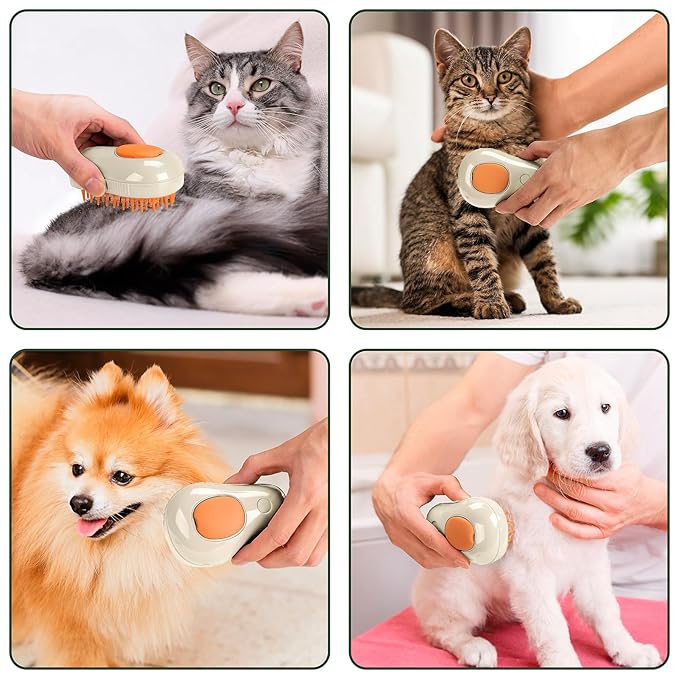3 In 1 Pet Brush for Shedding, Portable Hair Removal Tool for Cats and Dogs, Deshedding Grooming Brush for Indoor Pets-PurrikoPets