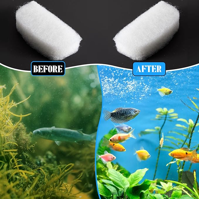 24 Pcs Filter Media Compatible with Fluval 106/107/206/207 Canister Filter Media Aquarium Polishing Pads 5.71 x 2.76 x 1.38 Inches Fish Tank Aquarium Accessories Replacement-PurrikoPets