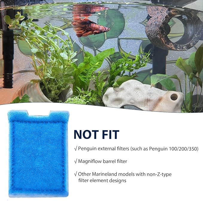 8 Pack Fish Tank Rite-Size Z Filter Cartridges Compatible with MarineLand Aquarium Eclipse Filtration Systems & Hidden Filtration System, and Fit for MarineLand Ailhouette & Portrait Filtration System-PurrikoPets