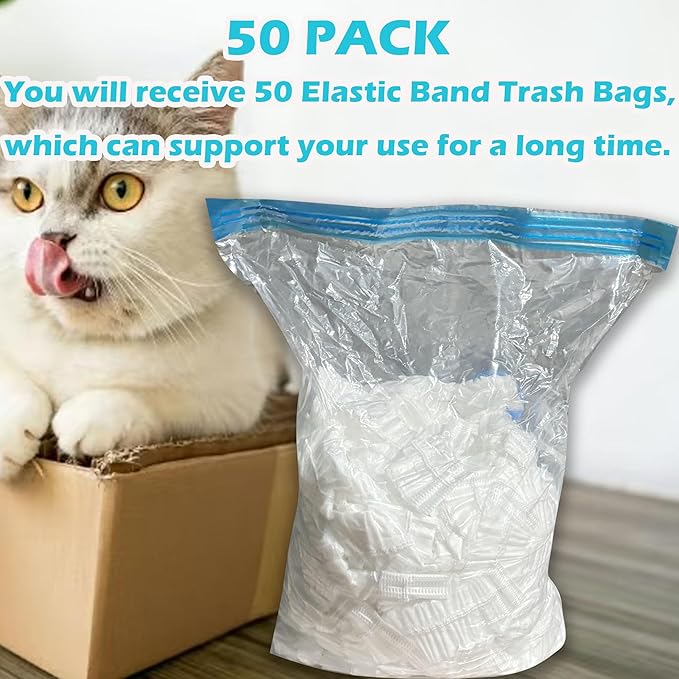 50 Pack Litter Box Liners Compatible with Lifewit Litter Box Cat, Elastic Band Trash Bags for Disposal of Cat Waste, Waterproof and Leak Proof (Clear)-PurrikoPets