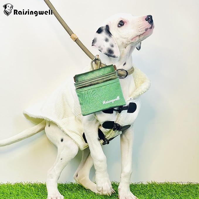 Dog Treat Pouch, Pocket Sized Pet Training Pouch, Hand Free Bronze Dog Walking Bag with Carabiner, Self-Closing Pet Feed Snack Reward, for Puppy Travel or Outdoor Use, NanoPTC-PurrikoPets