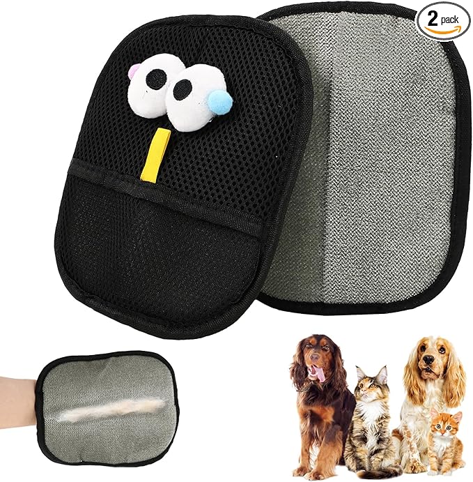 2 PCS Electrostatic Pet Hair Remover, Pet Hair Remover Tool for Cats & Dogs, Cleaning Gloves for Carpet, Couch, Furniture, Car Seat, Double-Sided, Reusable, Washable-PurrikoPets