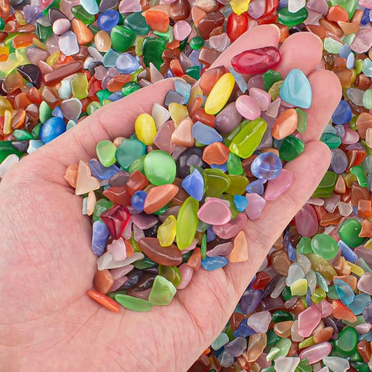3 Lb Cat Eye Stones Aquarium Gravel Rocks for Fish Tank, Fish Tank Rocks Gravel Betta Fish Colorful Marbles for Vases Filler, Garden and Fish Tank Decoration-PurrikoPets