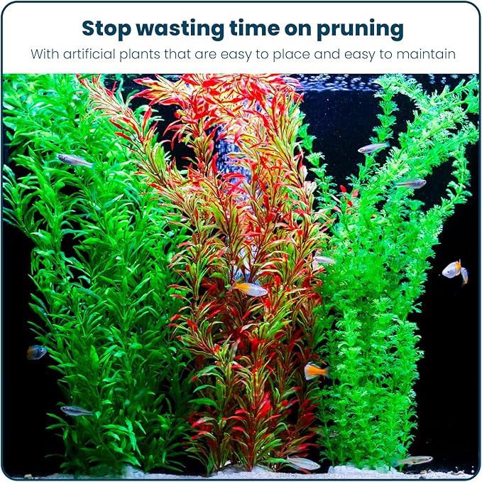 3PCS Artificial Aquarium Plants Set Extra Large - Big Natural Looking Plastic Decoration for Fish, Axolotl and Turtle Tanks – Tall Realistic Tank, Swamp and Pond Fake Plant Decorations.-PurrikoPets