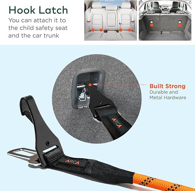 Dog Seat Belt for Car | Universal Dog Car Seatbelt | Durable Reflective Rope with Clip Hook Latch, Buckle and Carabiner- Safe and Secure Pet Safety Restraint (Orange)-PurrikoPets