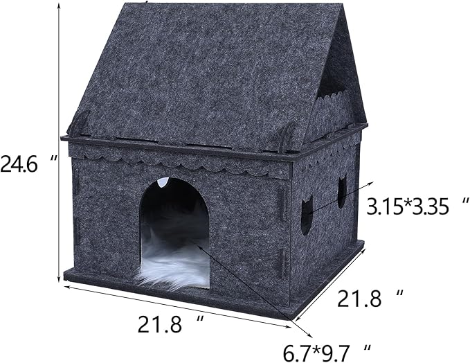 2-Tier Indoor Cat Apartment，Cozy Pet Cat Bed, Hideaway, and Sturdy Cat Castle for Multiple and Large Cats-PurrikoPets