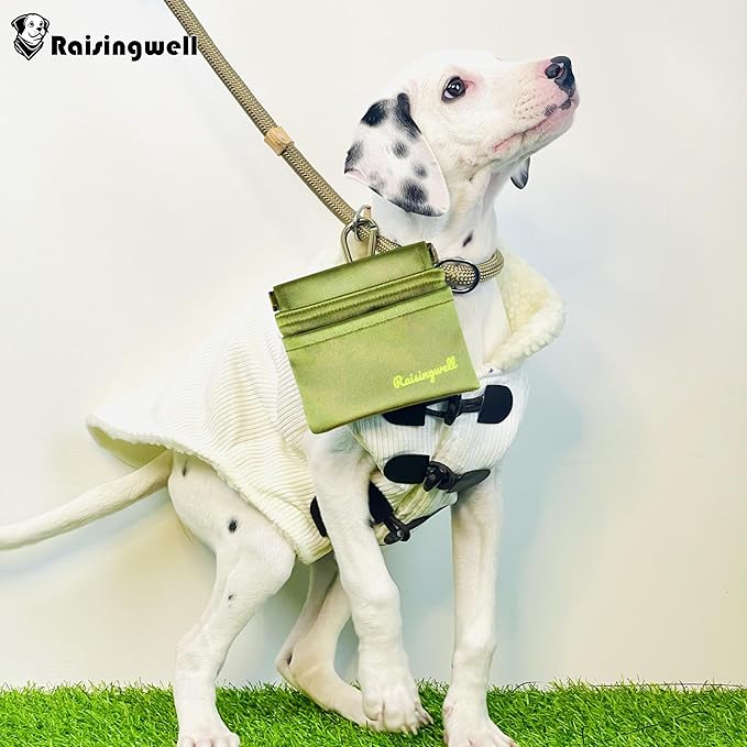 Dog Treat Pouch, Pocket Sized Pet Training Pouch, Hand Free Bronze Dog Walking Bag with Carabiner, Self-Closing Pet Feed Snack Reward, for Puppy Travel or Outdoor Use, NanoPTC-PurrikoPets