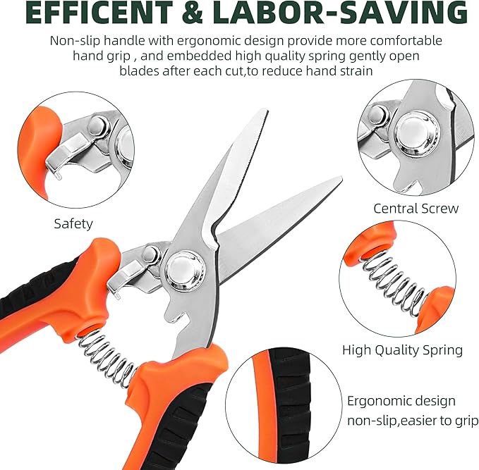 3-Pack Stainless Steel Pruning Shears, Pruning Snips and Clippers for Gardening-PurrikoPets