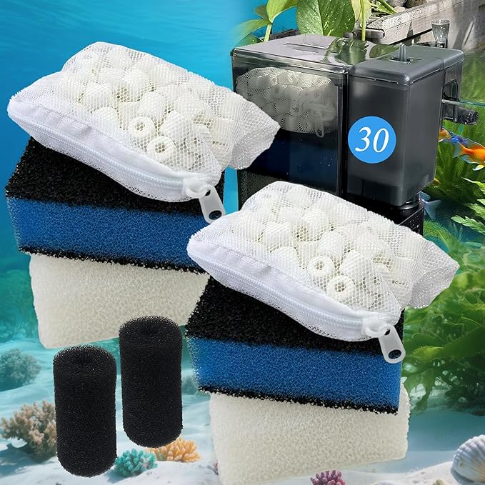 2 Sets of Upgraded Three-Stage Filtration Fish Tank Filter for AquaClear 30 Power Filter, 2 Set of Replacement Maintenance Kit for Fish Tank Filter for 30/150 30-Gallon Aquarium-PurrikoPets