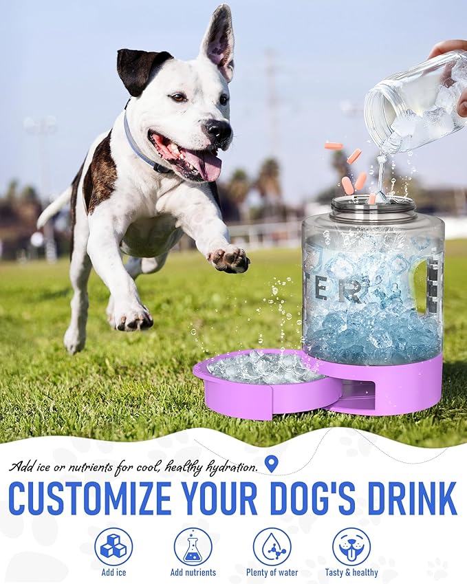 77oz Dog Travel Water Bottle, Large Portable Dog Water Bowl Dispenser, Leakproof Pet Drinking Bottle Dispenser for Hiking Camping Walking Travelling Beach Car Trips, No Spill, BPA Free,Purple-PurrikoPets
