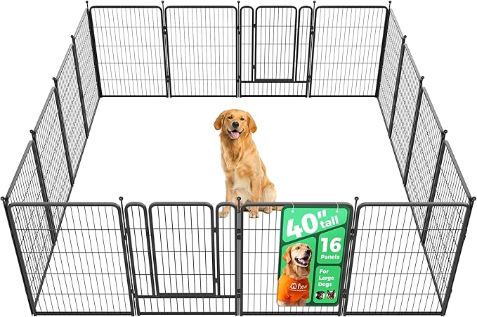 FXW Rollick Unleashed Dog Playpen for Indoor, Yard, RV Camping, 40 inch 16 Panels for Medium and Large Dogs│Patented-PurrikoPets
