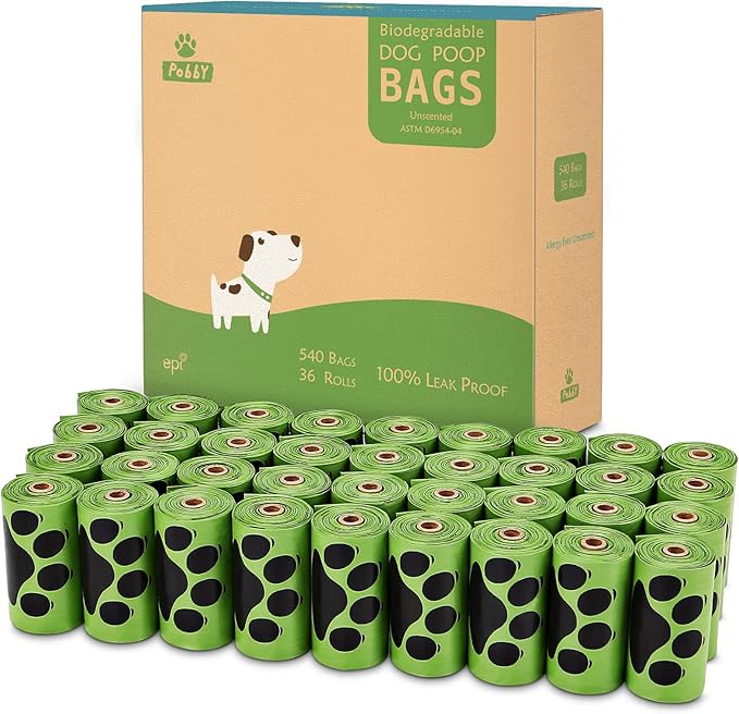 Dog Poop Bags Rolls 540 Count, Unscented Refill Rolls, 9" X 13" Doggie Poop Bags, Dog Waste Bags BY PobbY-PurrikoPets