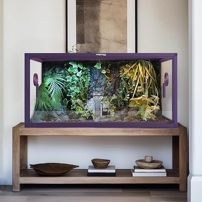 50 Gallon Bearded Dragon Tank, Reptile Enclosure for Easy Maintenance, Front Opening Reptile Tank with Top Screen Ventilation & Glass Sliding Door 36''x18''x18''-PurrikoPets