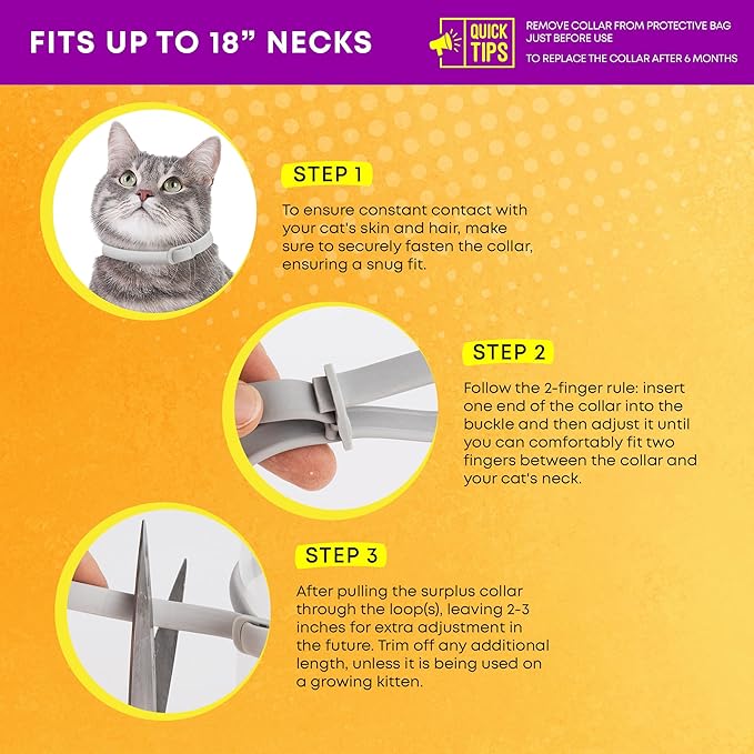 Flea and Tick Prevention Collars for Cats: Effective Pet Flea & Tick Treatment for Cats - Waterproof Adjustable Flea Tick Collars for Large & Small Cat, Outdoor Fleas Ticks Control for Kittens 4 Pack-PurrikoPets