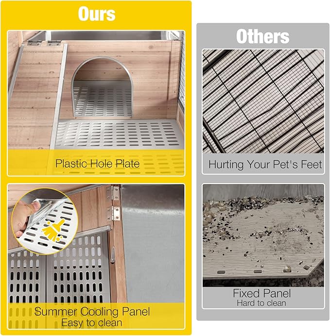 Aivituvin Wooden Guinea Pig Cages Indoor with Removable Stand, Anti Chewing Rabbit Hutch with Ramp and Wire Mesh, 2 Story Small Animals House Habitat with Pull Out Tray (Light Natural Wood)-PurrikoPets