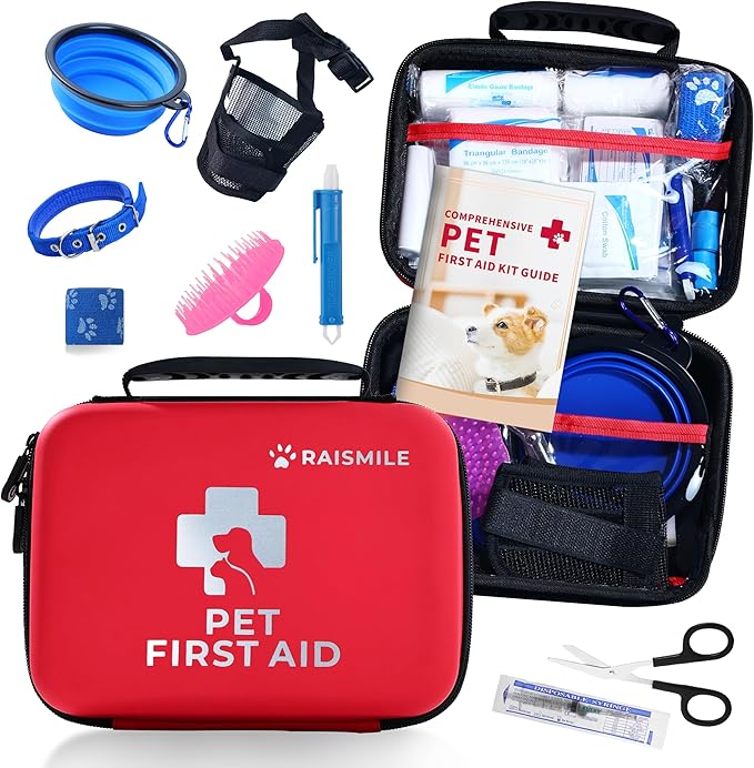 Dog First Aid Kit, Pet First Aid Supplies for Treat Dogs & Cats in an Emergency, Ideal for Use at Home, Outdoors, Traveling-PurrikoPets