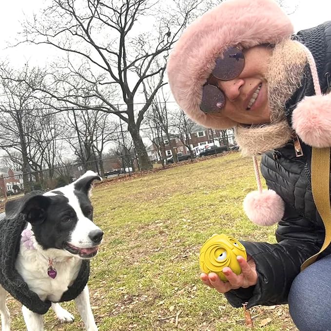 Giggle Ball for Dogs Owl Toys for Puppy Interactive Dog Toy Medium Large Dogs Natural Rubber Cute Hoot Fun Gift for Dog (Yellow Owl)-PurrikoPets