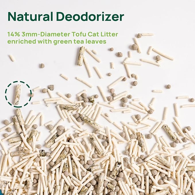 18lbs Mixed Tofu Cat Litter Clumping, Low Dust, Lightweight, Ultra Absorbent and Fast Drying, Natural Pea Husk Bentonite Kitty Litter (9lbs×2bags)-PurrikoPets
