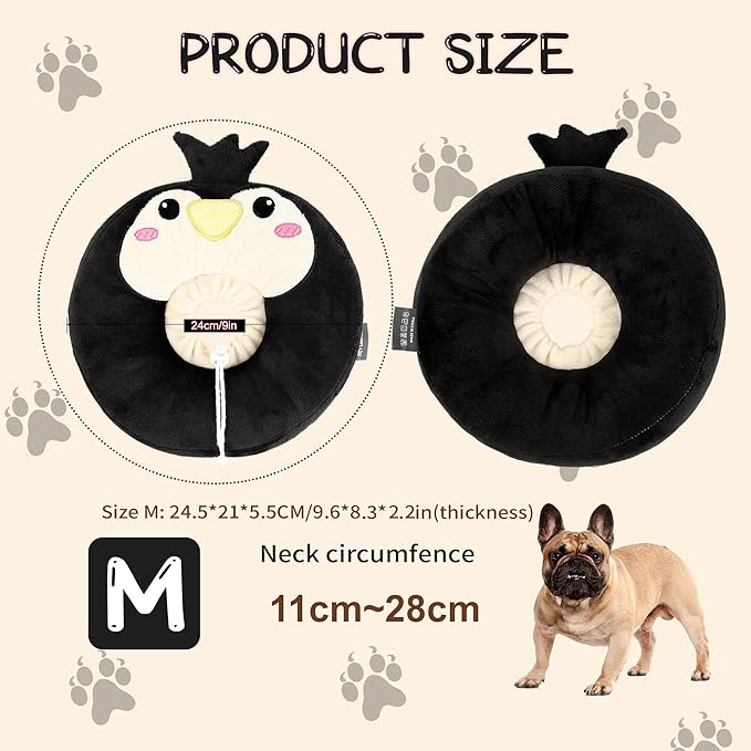 Adjustable cat Cone Collar Soft to Stop Licking After Surgery for Kitten, Alternative to Cone of Shame cat, Donut Cone for Cats, pet Elizabethan Collar (Penguin, Medium)-PurrikoPets