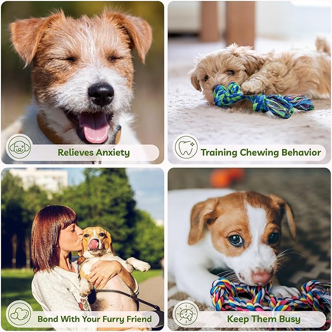 2 Pack Dog Rope Toy for Small Dogs, Puppy Teething Toys, Durable Cotton Puppy Chew Toys for Teething, Small Dog Toys for Aggressive Chewers, Interactive Tug of War Dog Toy for Puppies Boredom-PurrikoPets