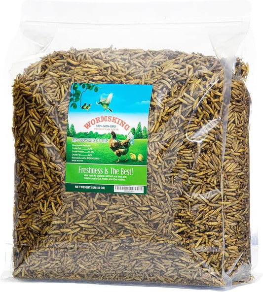 5LB Dried Black Soldier Fly Larvae, More Calcium Than Dried Mealworms, High Protein Chicken Feed,Duck Food, BSFL, Poultry Treats-PurrikoPets