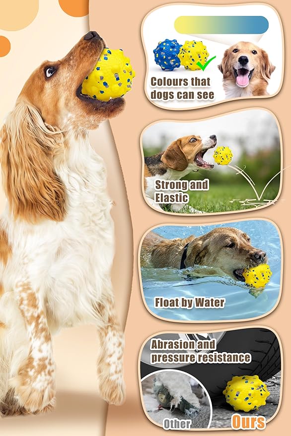 Dog Tennis Balls for Aggressive Chewers, Indestructible Durable Bouncy Interactive Toy for Dogs Fetch Game Lightweight Floating Outdoor Training(4Pcs Medium)-PurrikoPets