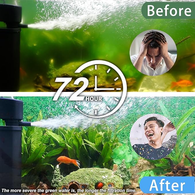 400GPH Fish Tank Filter, UV Aquarium Filter for 55-150 Gallon Turtle Tank Filter Powerful Internal Pump for Cold Plunge Saltwater Cloudywater Clear and Algae Green Killing Machine-PurrikoPets