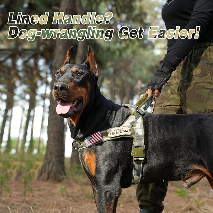 Forestpaw No Pull Dog Harness - Soft Flannel Padded Tactical Dog Vest Harness with Quick Release Buckle, Adjustable Reflective Pet Harness for Small Medium Dogs Walking Training,Green Camouflage S-PurrikoPets