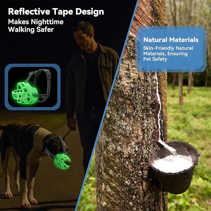 Dog Muzzle for Large Dogs, Breathable Basket Muzzles for Small, Medium and X-Large Aggressive Dog, Allows Panting Drinking, Suitable for Grooming Trimming Training (5, Luminous Green)-PurrikoPets