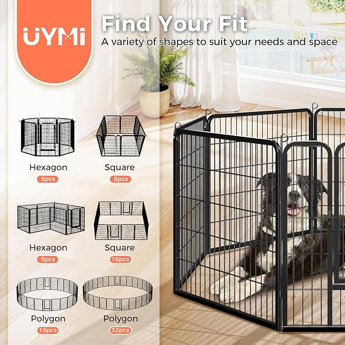 24 Inch 8 Panels Dog Playpen - Metal Pet Exercise Pen for Puppy, Indoor/Outdoor Dog Fence for Yard, Garden, Camping & RV Travel-PurrikoPets